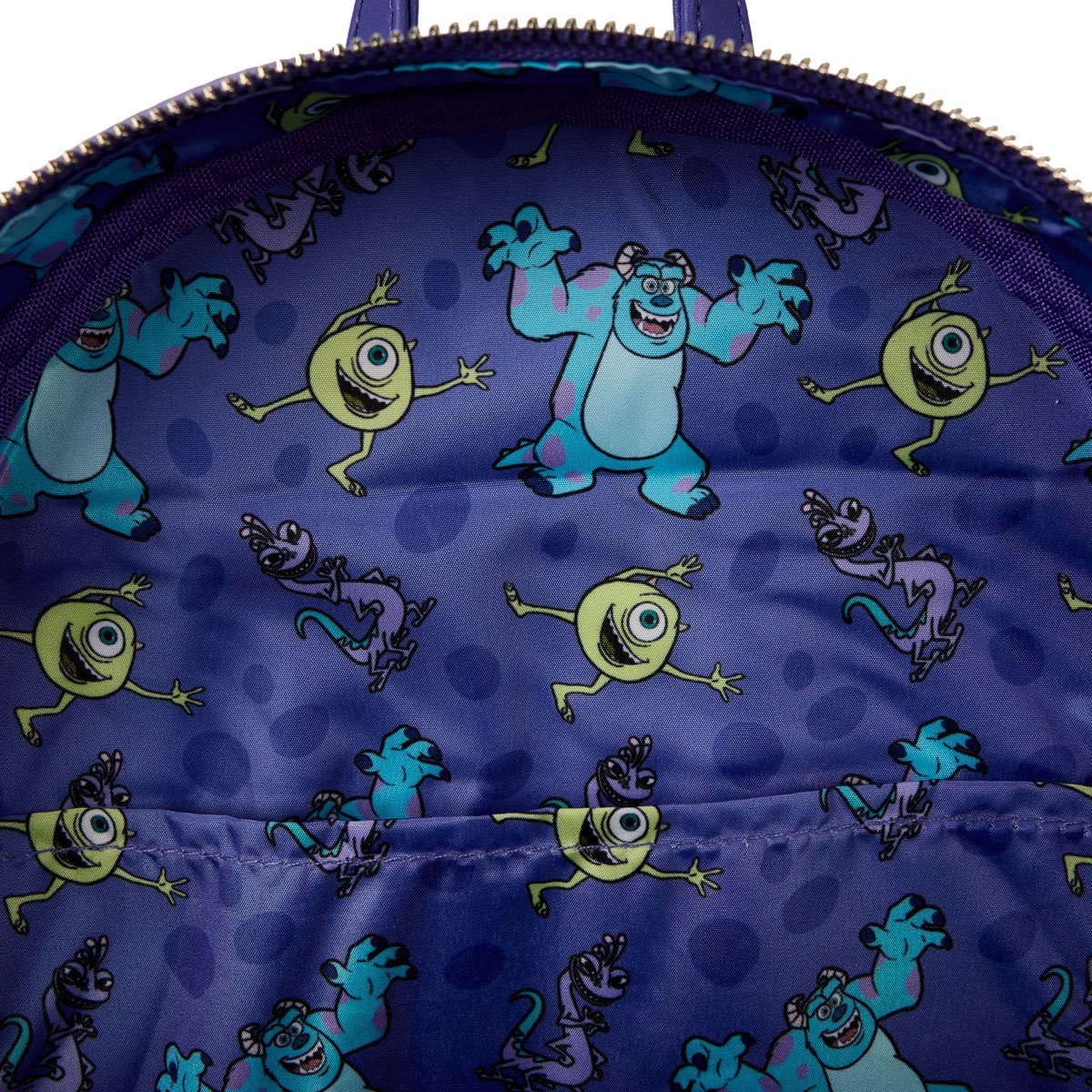 Loungefly Monsters Inc. Mike, Sulley, and Randall Triple Pocket Mini-Backpack