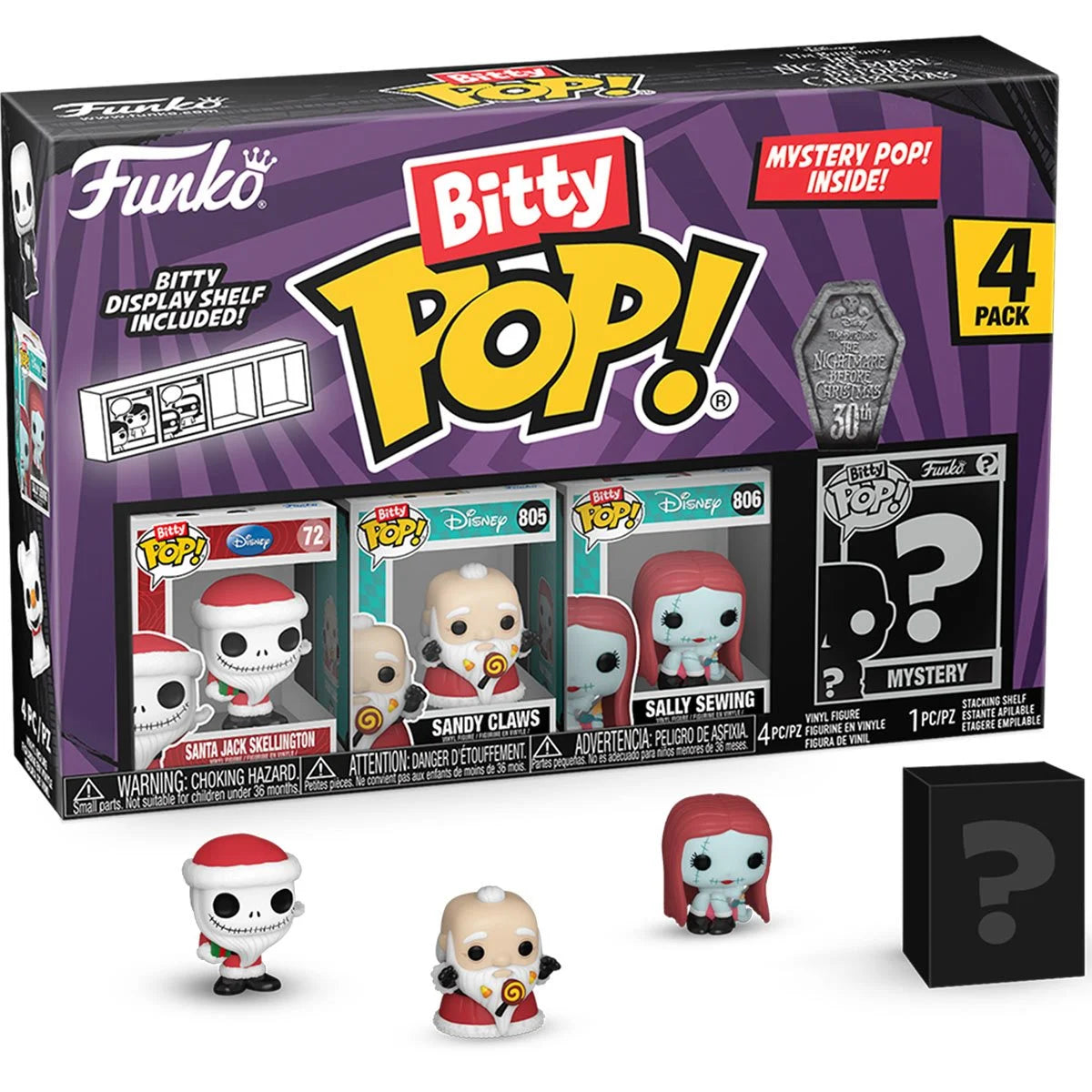 Funko Bitty Pop The Nightmare Before Christmas: Santa Jack Skellington 4-Pack