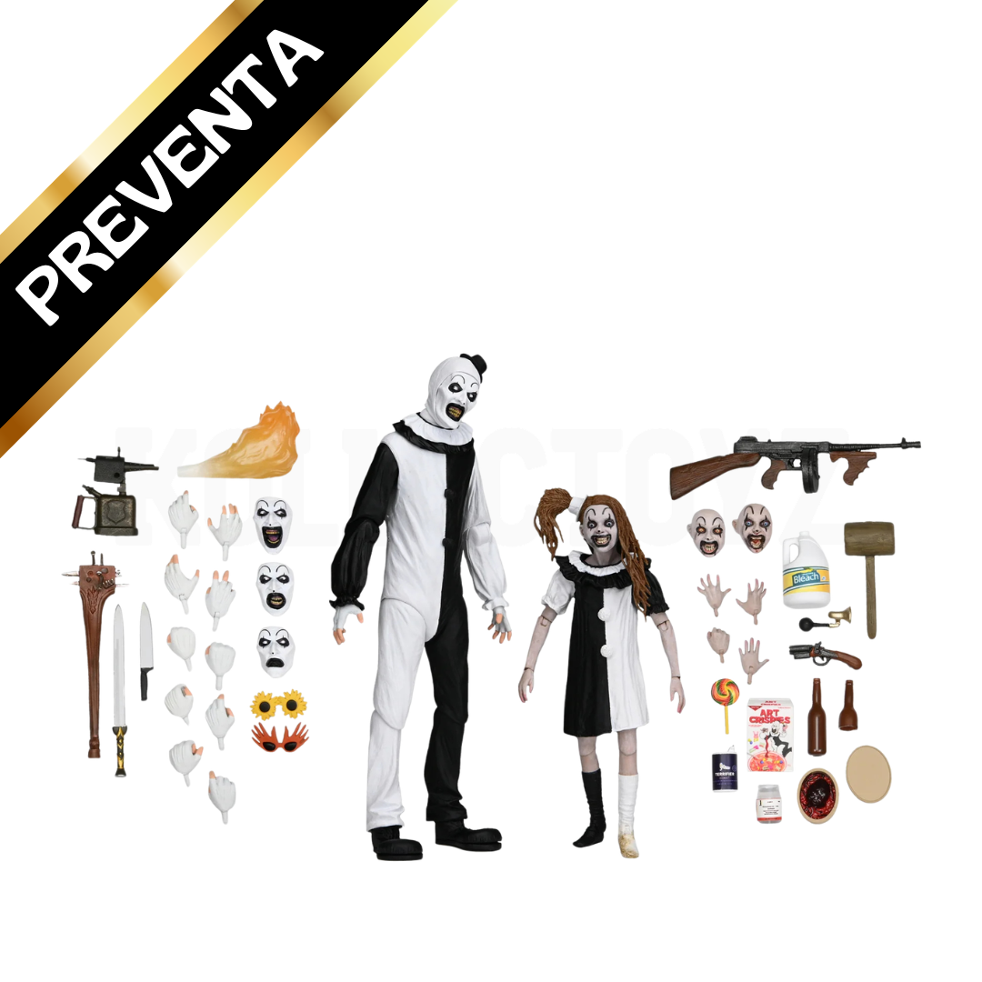 PREVENTA NECA Terrifier 2: Ultimate Art the Clown and The Little Pale Girl 7" Scale Action Figure 2-Pack