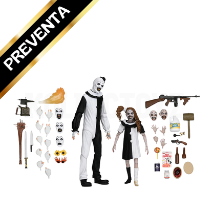 PREVENTA NECA Terrifier 2: Ultimate Art the Clown and The Little Pale Girl 7" Scale Action Figure 2-Pack
