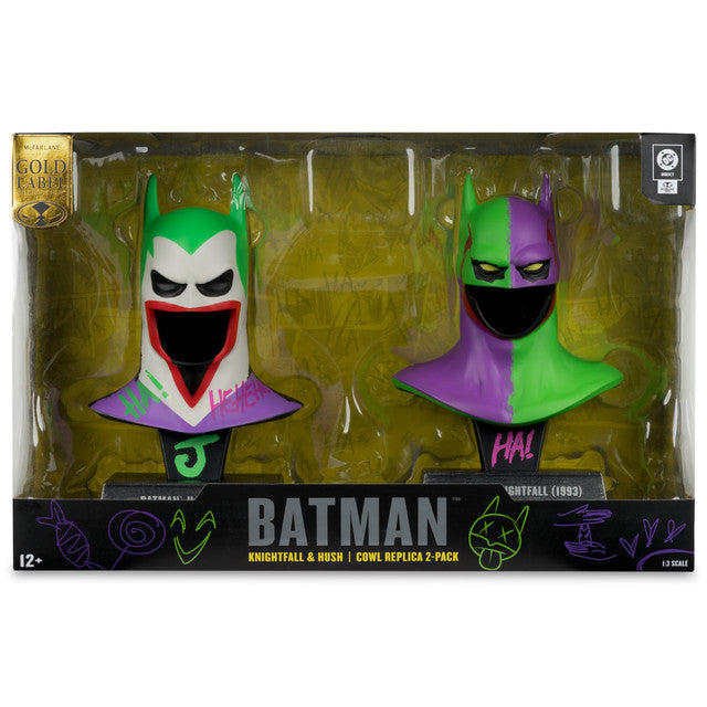 McFarlane DC Multiverse Batman: Batman Knightfall and Hush Jokerized Gold Label 2-Pack 1:3 Scale Cowl Replicas