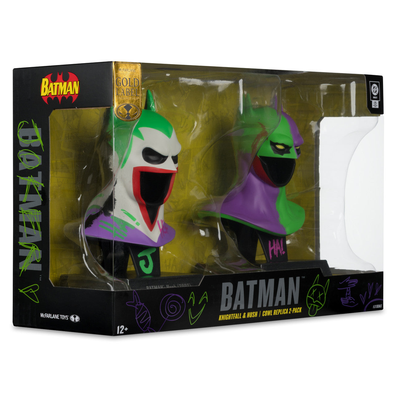 McFarlane DC Multiverse Batman: Batman Knightfall and Hush Jokerized Gold Label 2-Pack 1:3 Scale Cowl Replicas