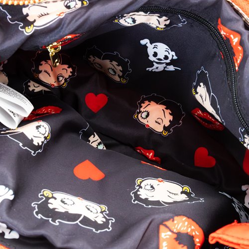 Whatever! Betty Boop Kisses and Hearts Padded Nylon Baguette Bag with Webbing Strap
