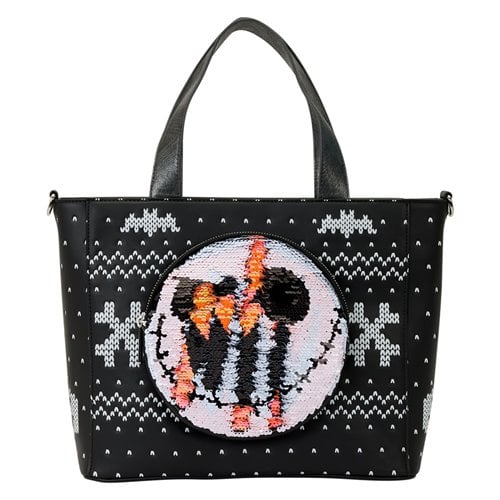 Loungefly The Nightmare Before Christmas Jack Skellington Reversible Sequin Tote Bag with Coin Bag