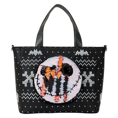 Loungefly The Nightmare Before Christmas Jack Skellington Reversible Sequin Tote Bag with Coin Bag