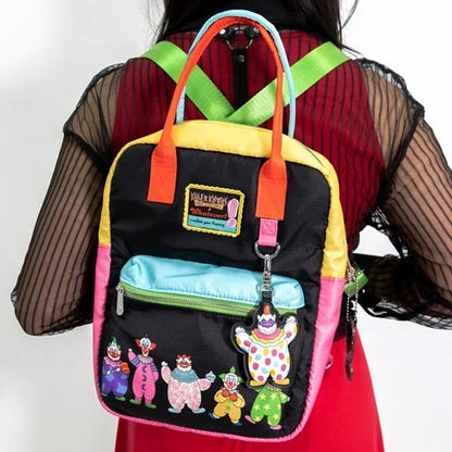 Whatever! Killer Klowns From Outer Space Reversible and Convertible Square Backpack with Fatso Charm