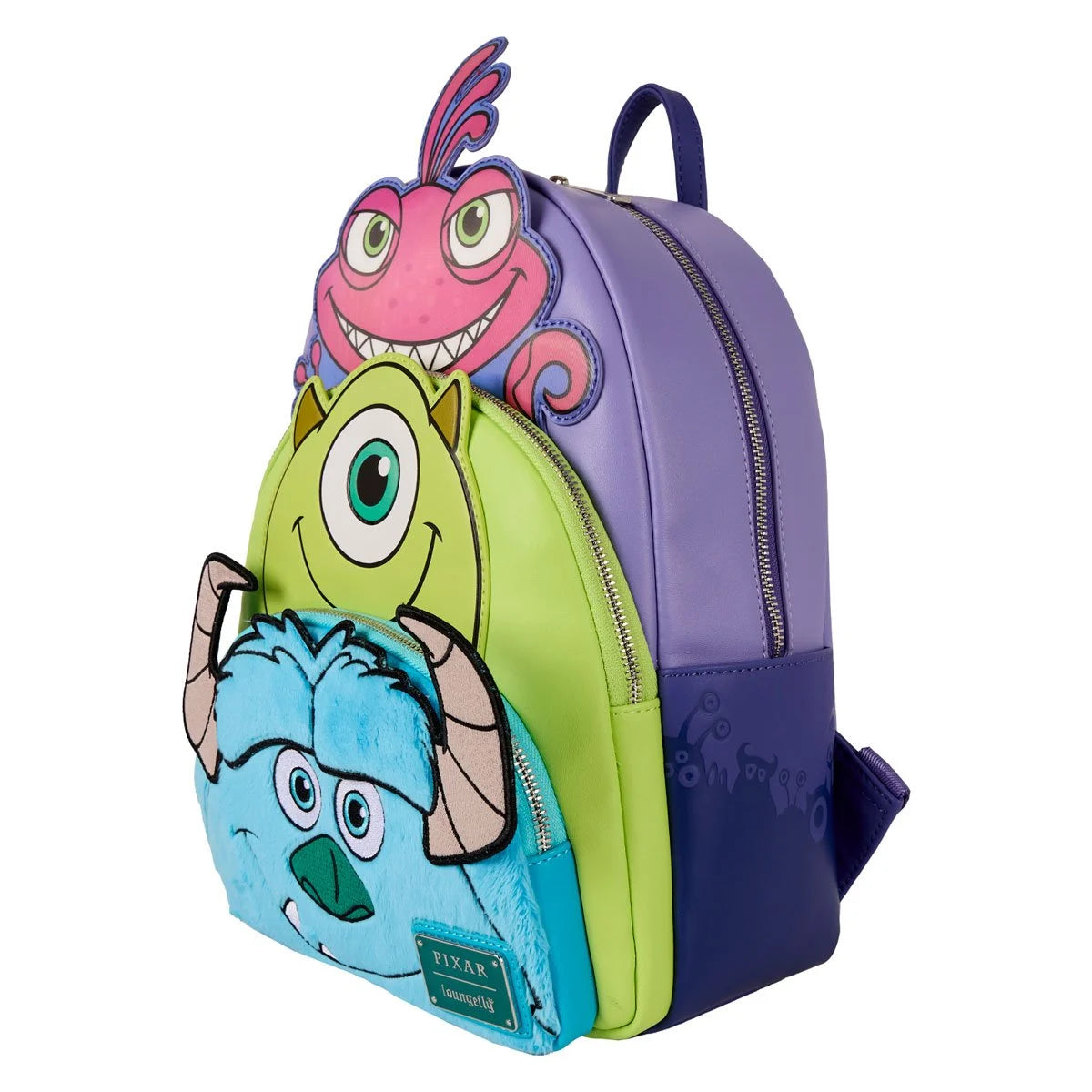Loungefly Monsters Inc. Mike, Sulley, and Randall Triple Pocket Mini-Backpack