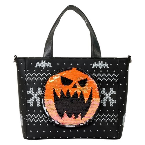 Loungefly The Nightmare Before Christmas Jack Skellington Reversible Sequin Tote Bag with Coin Bag