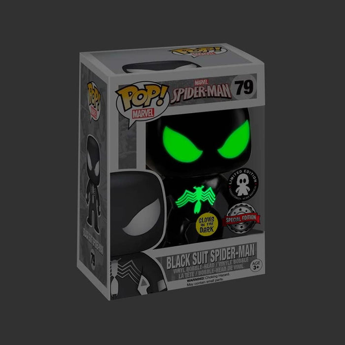 Funko Pop Marvel Spider-Man: Black Suit Spider-Man Glows in The Dark - Special Edition (79)