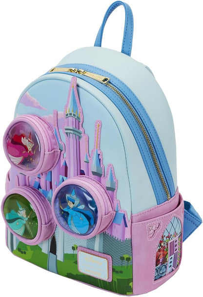 Loungefly Sleeping Beauty Castle Three Good Fairies Stained Glass Mini Backpack