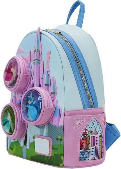 Loungefly Sleeping Beauty Castle Three Good Fairies Stained Glass Mini Backpack