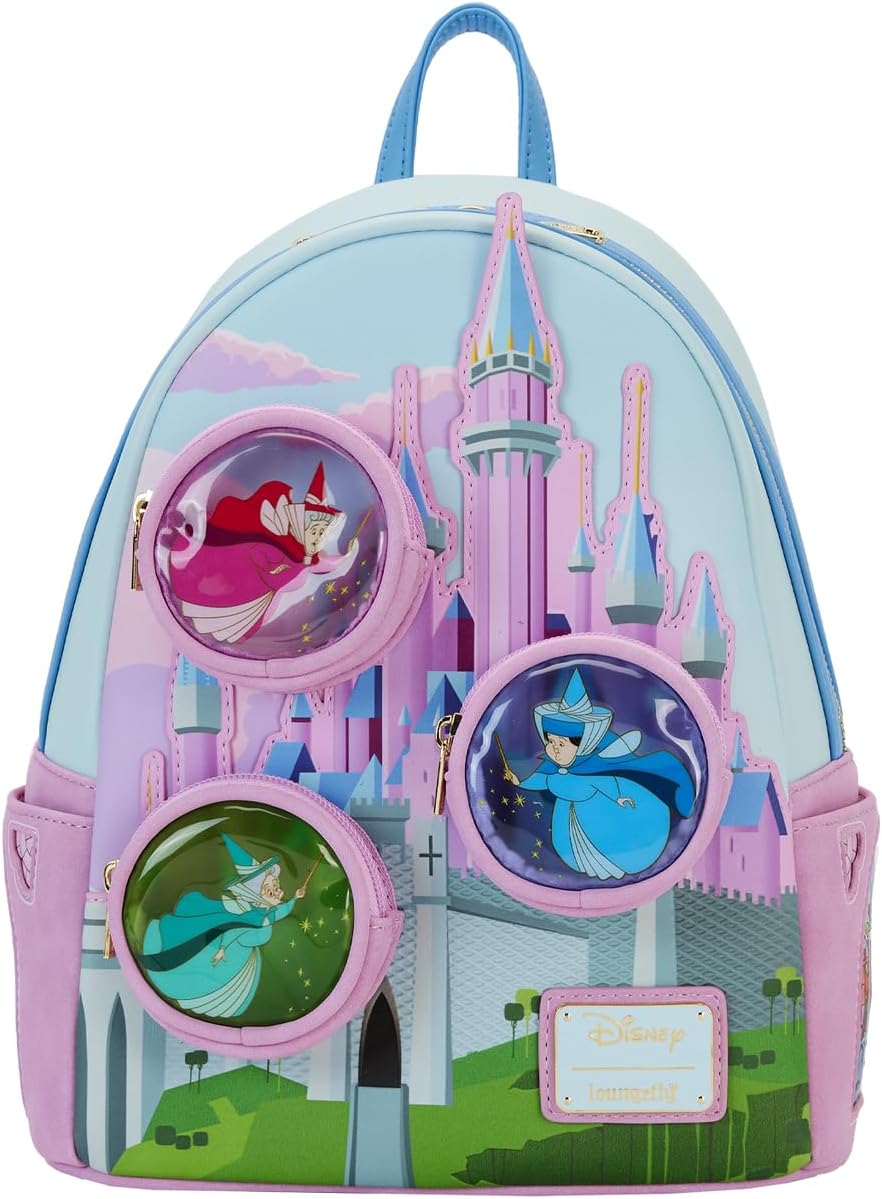 Loungefly Sleeping Beauty Castle Three Good Fairies Stained Glass Mini Backpack