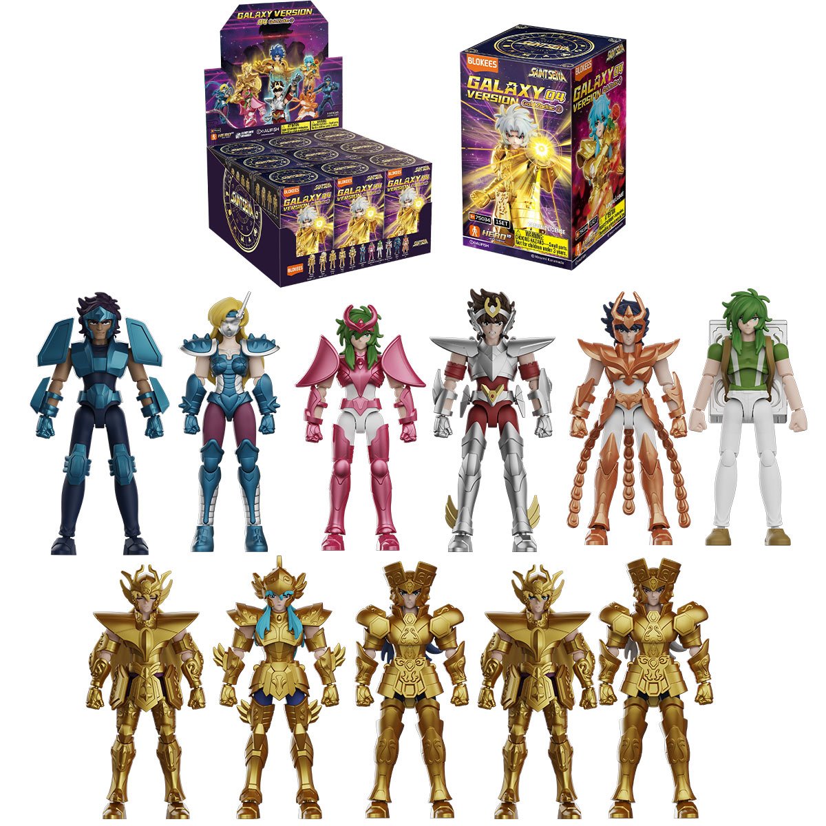 PREVENTA Blokees Galaxy Version Saint Seiya: 04 Gold Zodiac - Caja Completa (9 Piezas)