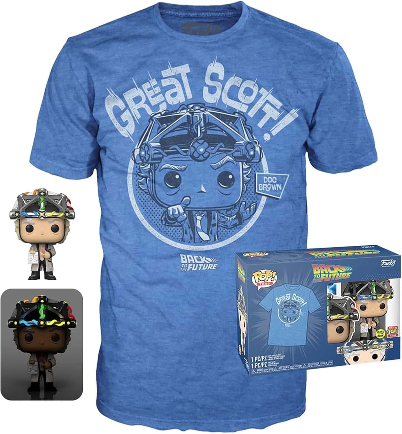 Funko Pop Back to the Future: Doc With Helmet Glows-in-the-Dark + Tee shirt (959)