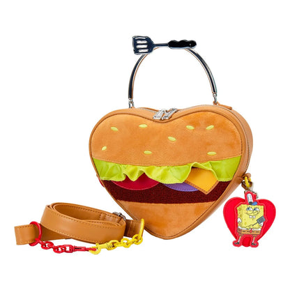 Loungefly Spongebob Squarepants Heart Krabby Patty Plush Crossbody Bag
