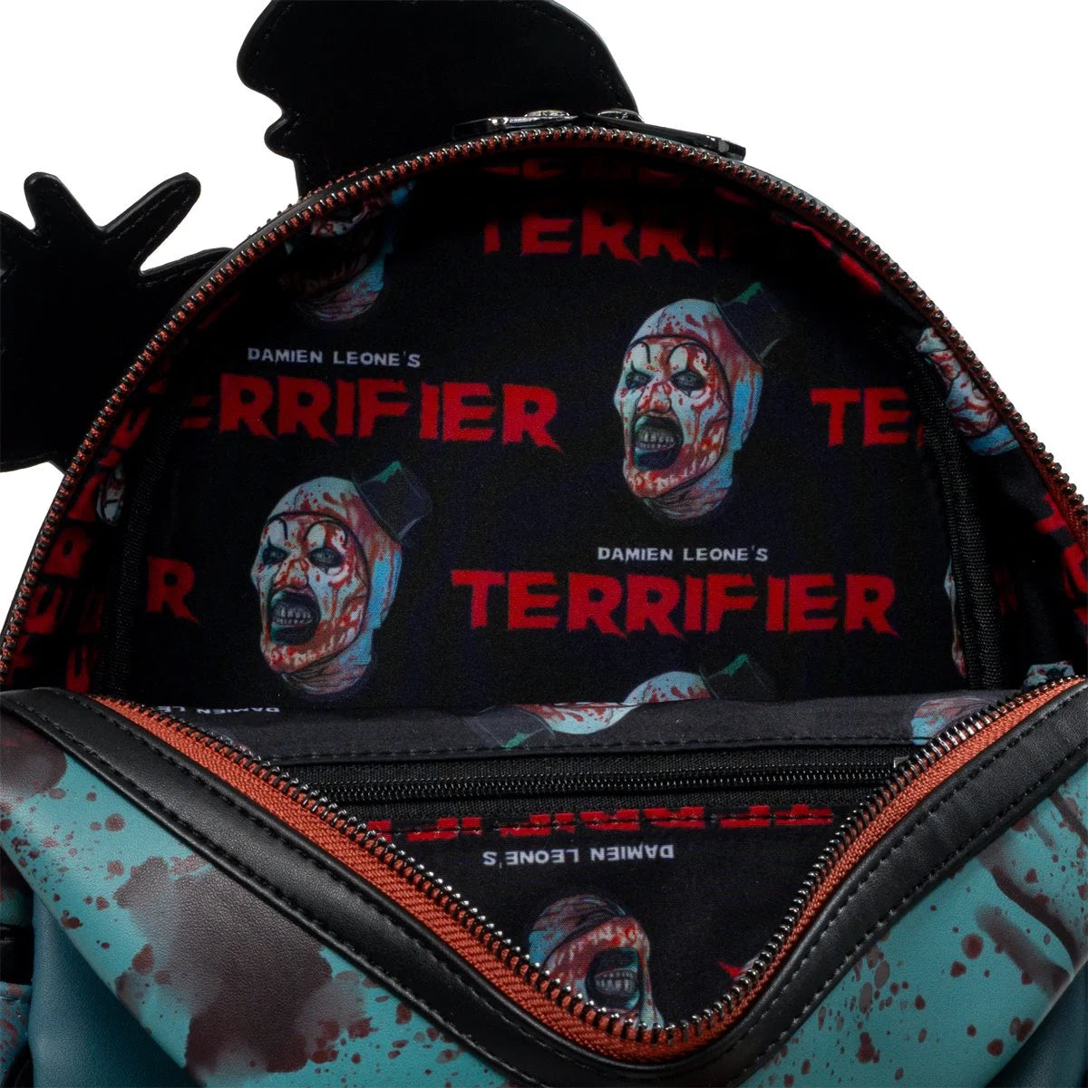 Loungefly Terrifier Art the Clown Blood Splatter Glow-in-the-Dark Mini-Backpack - Entertainment Earth Exclusive