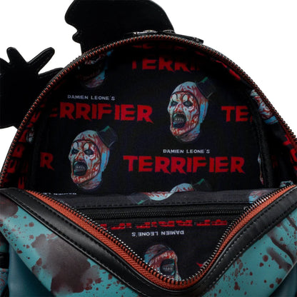 Loungefly Terrifier Art the Clown Blood Splatter Glow-in-the-Dark Mini-Backpack - Entertainment Earth Exclusive