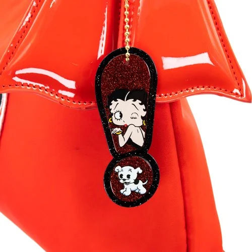 Whatever! Betty Boop Kisses and Hearts Padded Nylon Baguette Bag with Webbing Strap