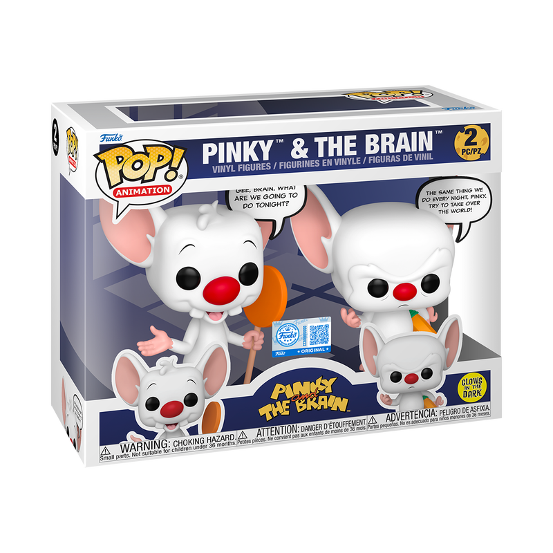 Funko Pop 2-Pack Pinky and The Brain:Pinky & The Brain Glows-In-The-Dark - Exclusive