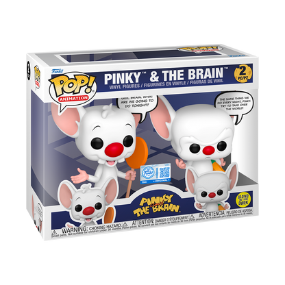 Funko Pop 2-Pack Pinky and The Brain:Pinky & The Brain Glows-In-The-Dark - Exclusive