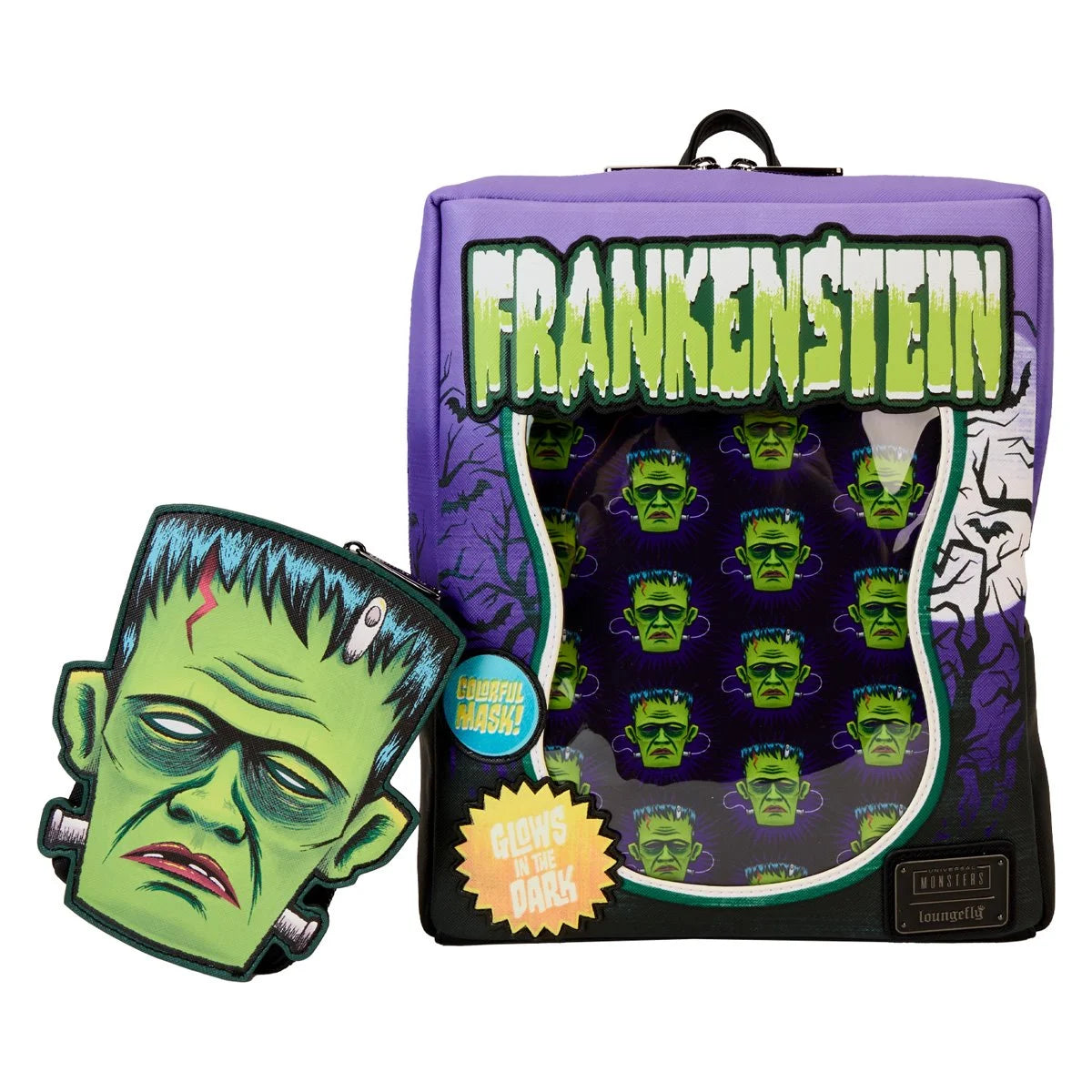 Loungefly Universal Monsters Frankenstein Neon Mask Mini Backpack