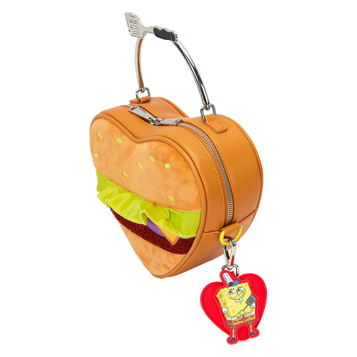 Loungefly Spongebob Squarepants Heart Krabby Patty Plush Crossbody Bag