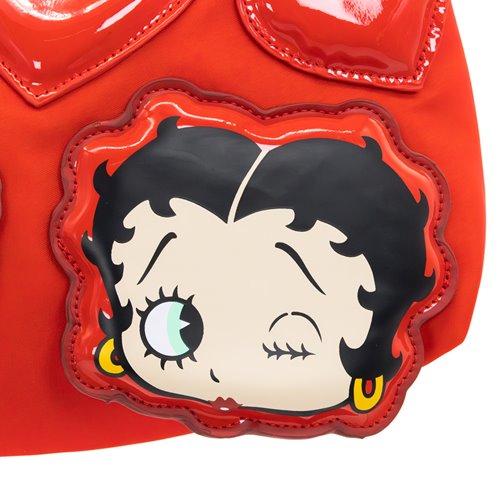 Whatever! Betty Boop Kisses and Hearts Padded Nylon Baguette Bag with Webbing Strap