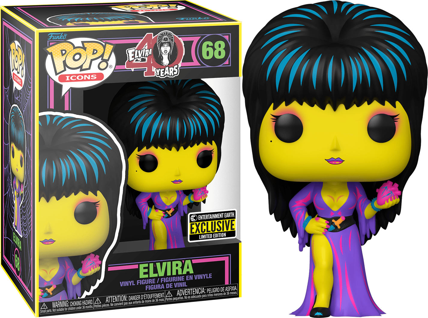 Funko Pop Elvira Blacklight Entertainment Earth Exclusive (68)