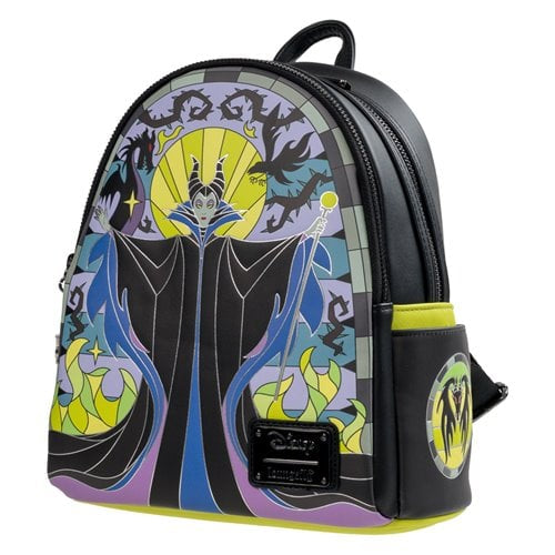 Loungefly Sleeping Beauty Maleficent Stained Glass Mini-Backpack - Entertainment Earth Exclusive