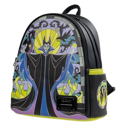 Loungefly Sleeping Beauty Maleficent Stained Glass Mini-Backpack - Entertainment Earth Exclusive