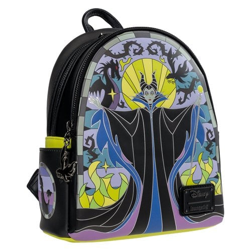 Loungefly Sleeping Beauty Maleficent Stained Glass Mini-Backpack - Entertainment Earth Exclusive