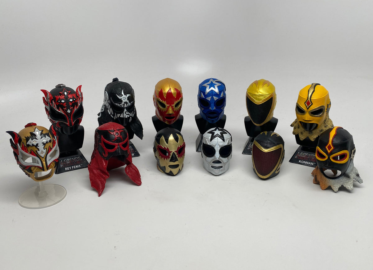 Legends of Lucha Libre Mystery Máscaras Wave 1 — las 12 máscaras de la caja