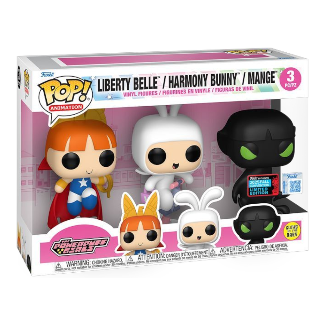 Funko Pop 3-Pack The Powerpuff Girls: Liberty Belle, Harmony Bunny and Mange - NYCC 2025 Exclusive