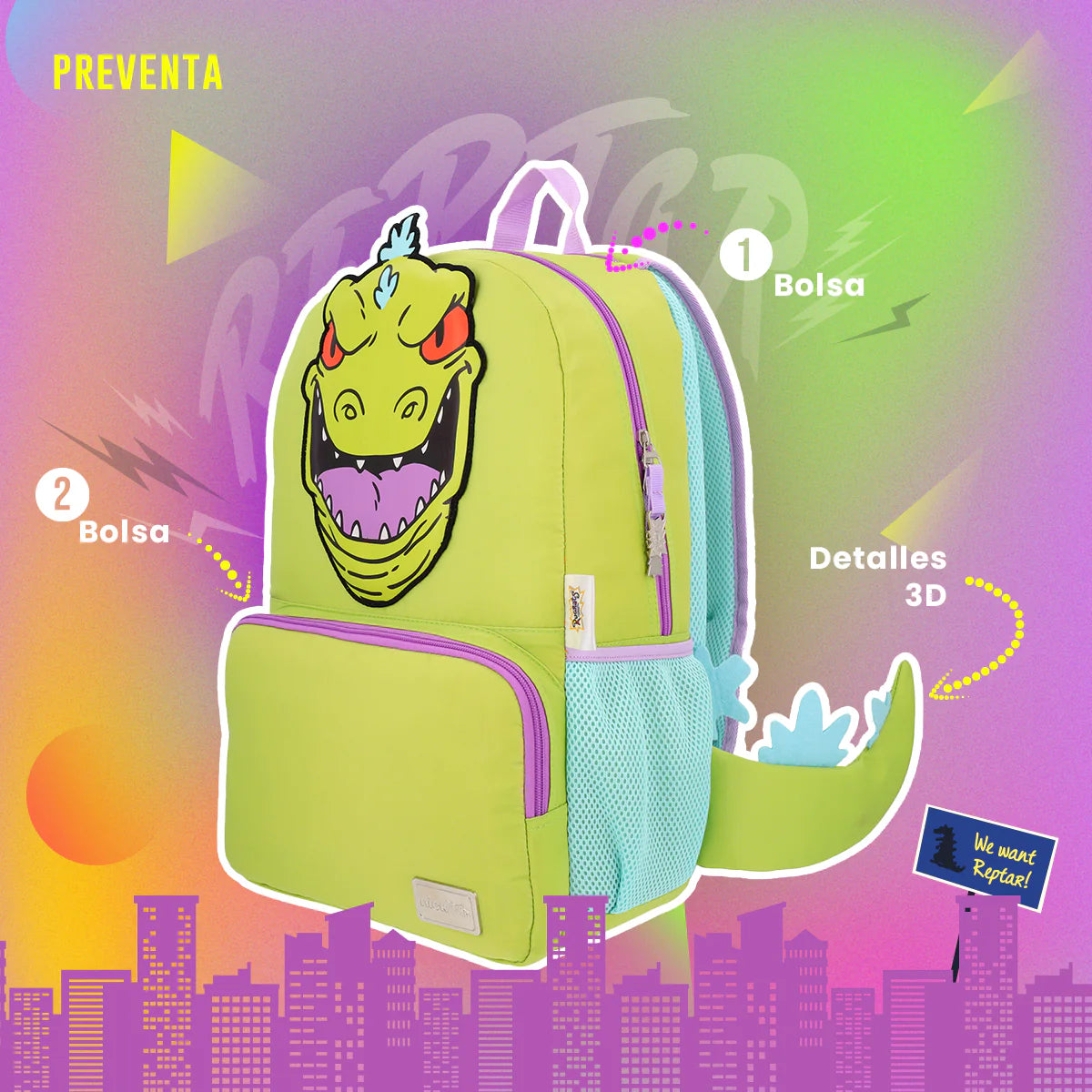 Keepack Nickelodeon Rugrats: Reptar Mochila Full-size