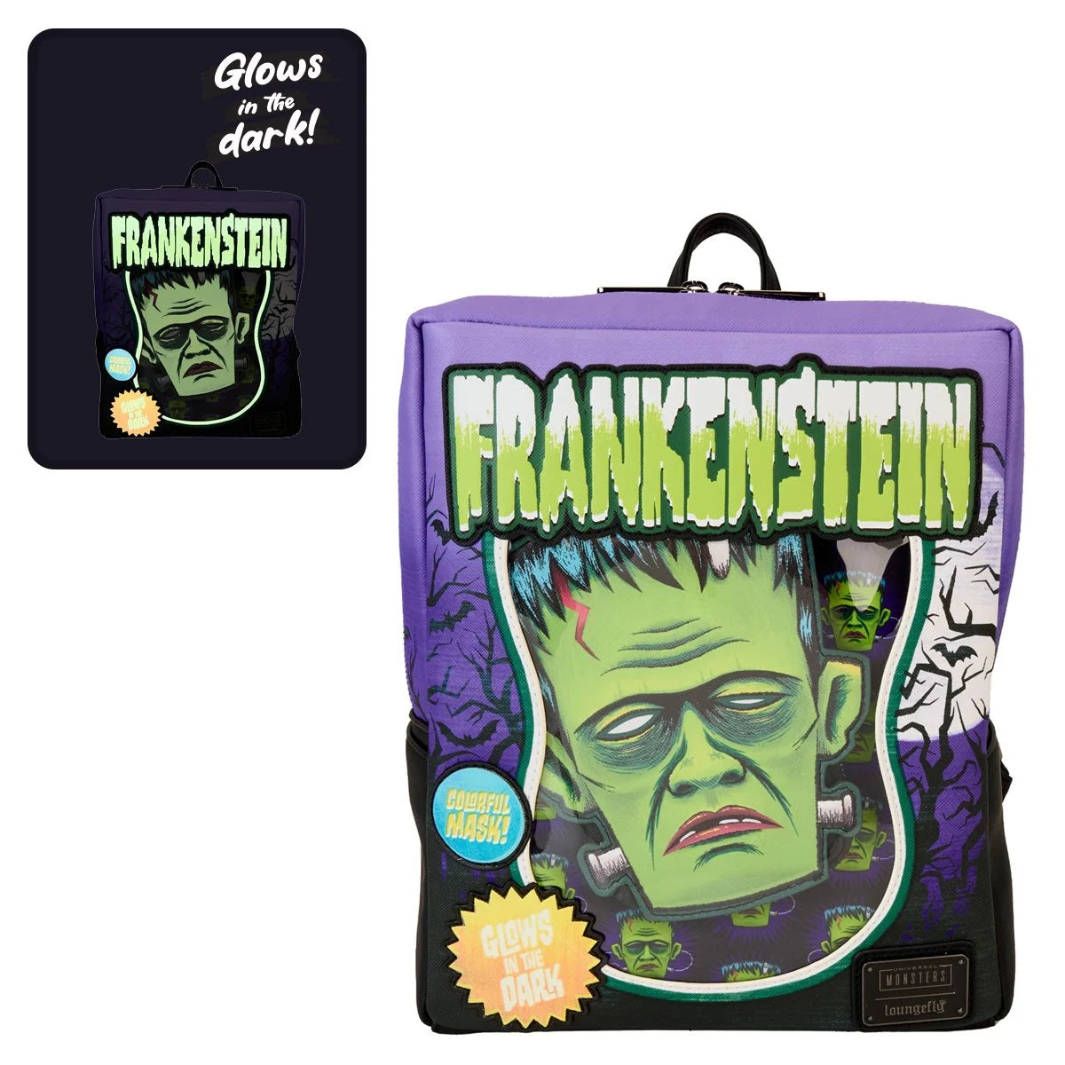 Loungefly Universal Monsters Frankenstein Neon Mask Mini Backpack