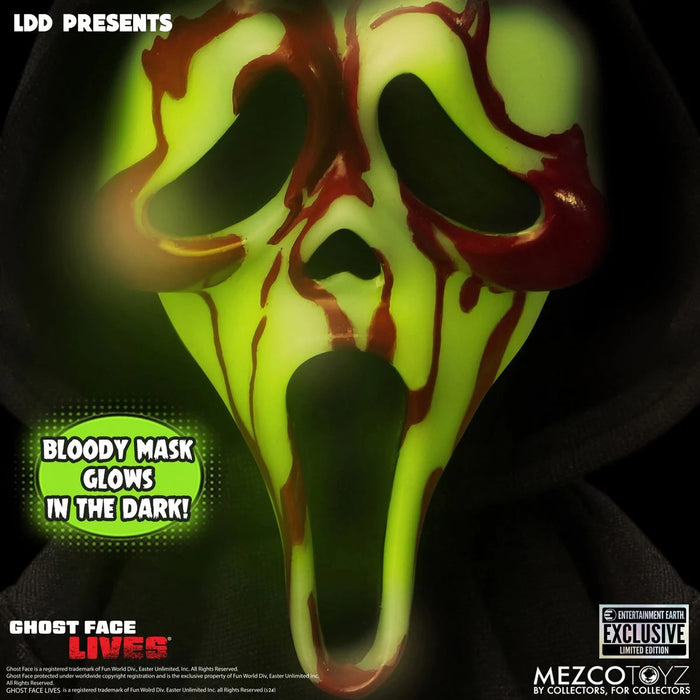 Mezco Toyz Living Dead Dolls Ghost Face Bloody Glow-in-the-Dark - Entertainment Earth Exclusive