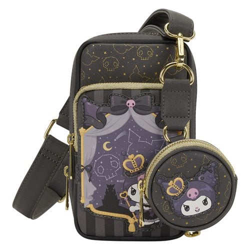 Loungefly Sanrio Kuromi 20th Anniversary Cell Phone Crossbody Bag with Coin Bag