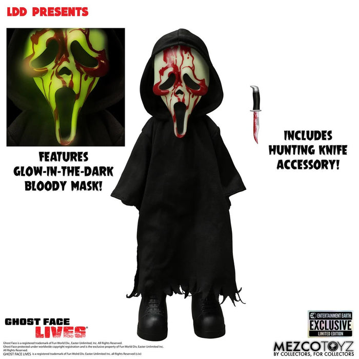 Mezco Toyz Living Dead Dolls Ghost Face Bloody Glow-in-the-Dark - Entertainment Earth Exclusive