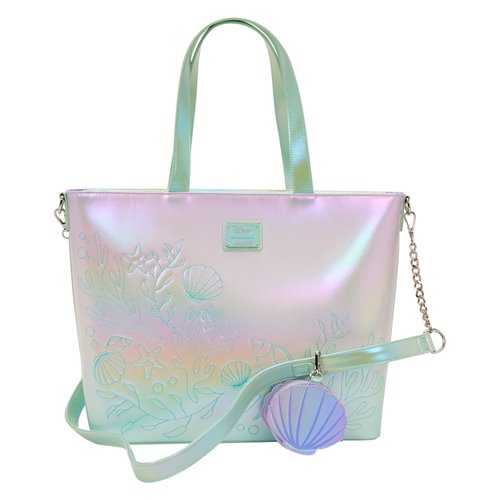 Loungefly The Little Mermaid Ariel, Flounder, and Sebastian Tote Bag with Coin Bag