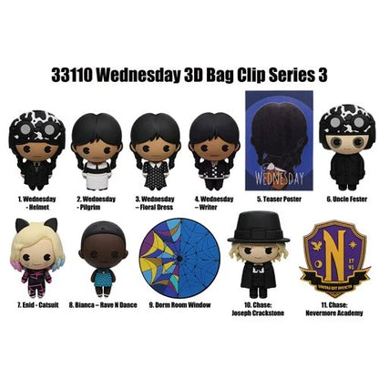 Monogram Foam Bag Clip: Wednesday Addams Series 3 - Individual Sorpresa