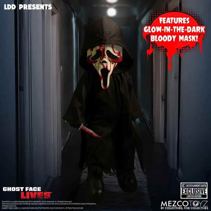 Mezco Toyz Living Dead Dolls Ghost Face Bloody Glow-in-the-Dark - Entertainment Earth Exclusive