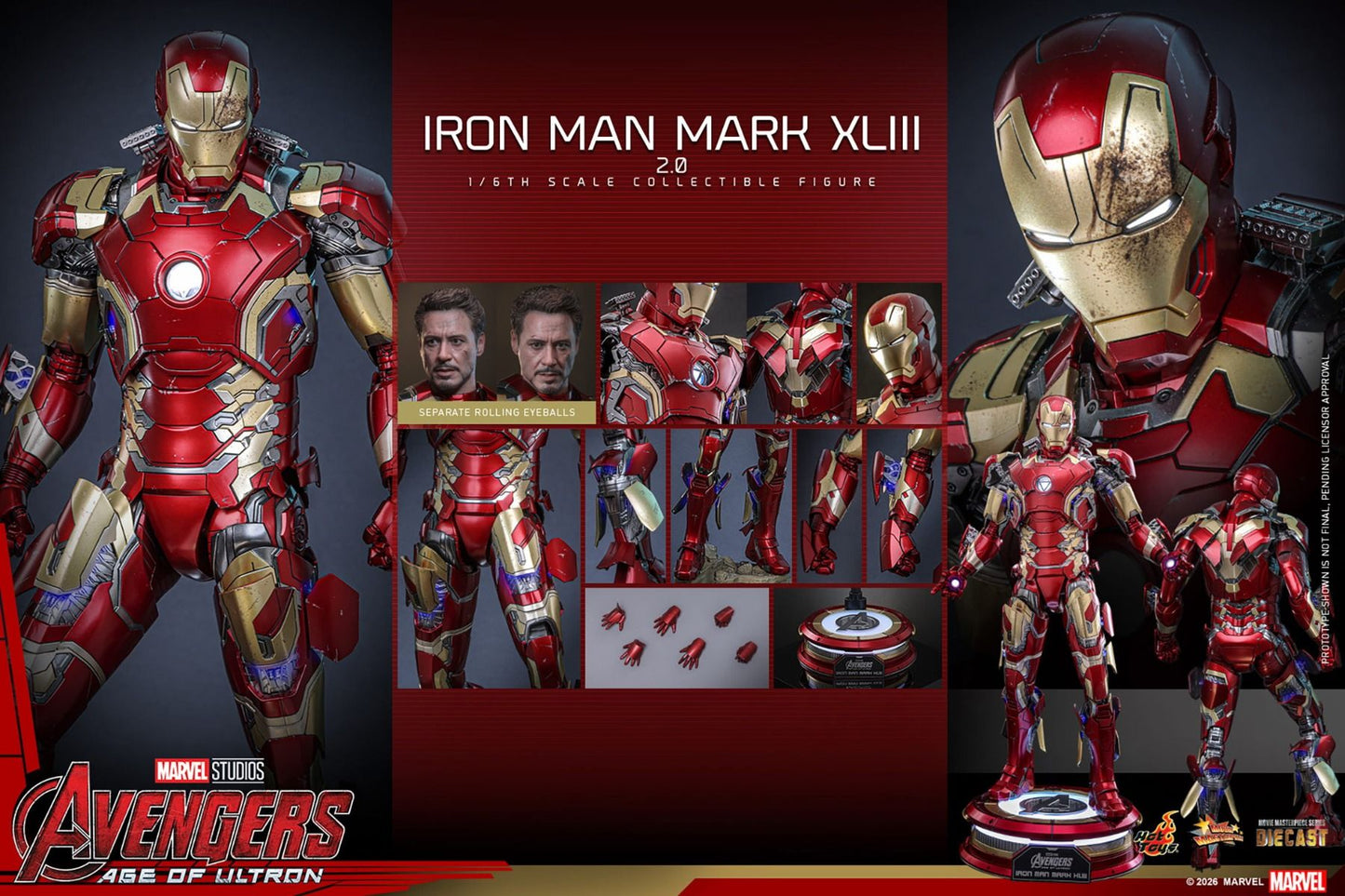 PREVENTA Hot Toys The Avengers: Age Of Ultron: Iron Man Mark XLIII 2.0 Escala 1:6
